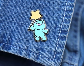 Frog Enamel Pin, Delulu Frog Pin, Cute Frog Enamel Pin, Kidcore Pin, Pastel Pin