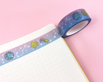 Cute Space Washi Tape, Pastel Washi Tape, Space Washi Tape, Journal Washi Tape