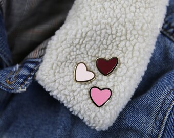Pink Heart Enamel 3 Pin Set Mini Filler Pins for boards. Minimalistic Jewelry/ Jewellery