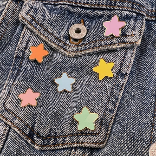 Cute Star Enamel Pin Sets. 3 Star Enamel Pin Set. Space Pin Set. Kawaii Pins. Filler Pins. Pastel Star Pins Kidcore