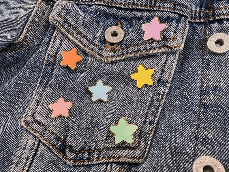 Cute Star Enamel Pin Sets. 3 Star Enamel Pin Set. Space Pin Set. Kawaii Pins. Filler Pins. Black Star Pins Kidcore image 3