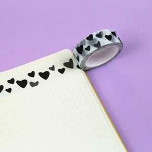 Heart Washi Tape Black and White, Monochrome Washi Tape