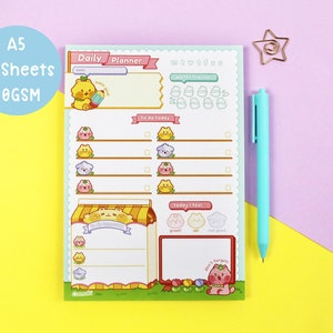 A5 Cute Animal Fruit Notepad Daily Planner | School University College |A5 To Do List | Cute Stationery | Cute Cat To Do List