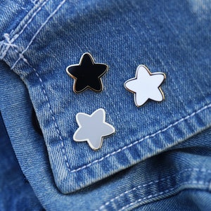 Cute Star Enamel Pin Sets. 3 Star Enamel Pin Set. Space Pin Set. Kawaii Pins. Filler Pins. Black Star Pins Kidcore image 1