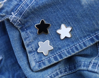 Cute Star Enamel Pin Sets. 3 Star Enamel Pin Set. Space Pin Set. Kawaii Pins. Filler Pins. Black Star Pins Kidcore