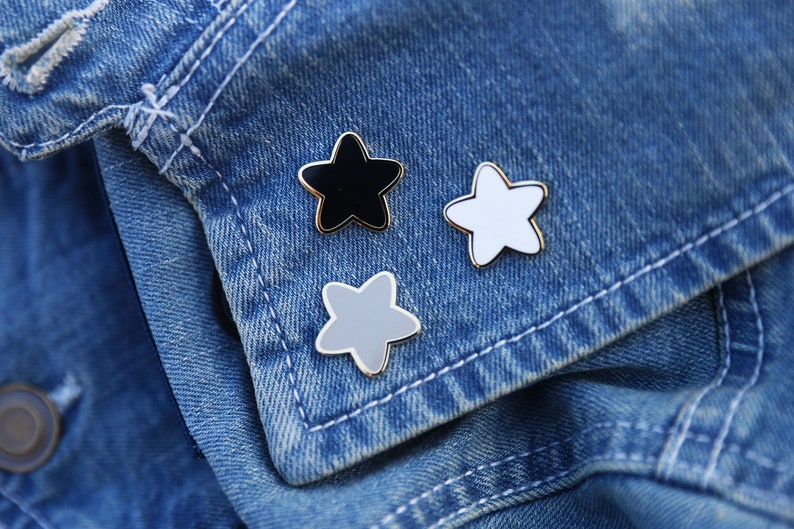 Cute Star Enamel Pin Sets. 3 Star Enamel Pin Set. Space Pin Set. Kawaii Pins. Filler Pins. Black Star Pins Kidcore image 1