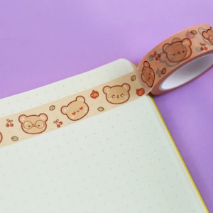 Bear Washi Tape, Cute Washi Tape, Teddybear Washi Tape, Cottagecore Washi