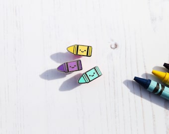 Cute Mini Crayon Enamel Pin Set. 3 Crayon Enamel Pin Set. Artist Crayon Pin Set. Arty Pins. Mini Filler Pins. Bright Pins