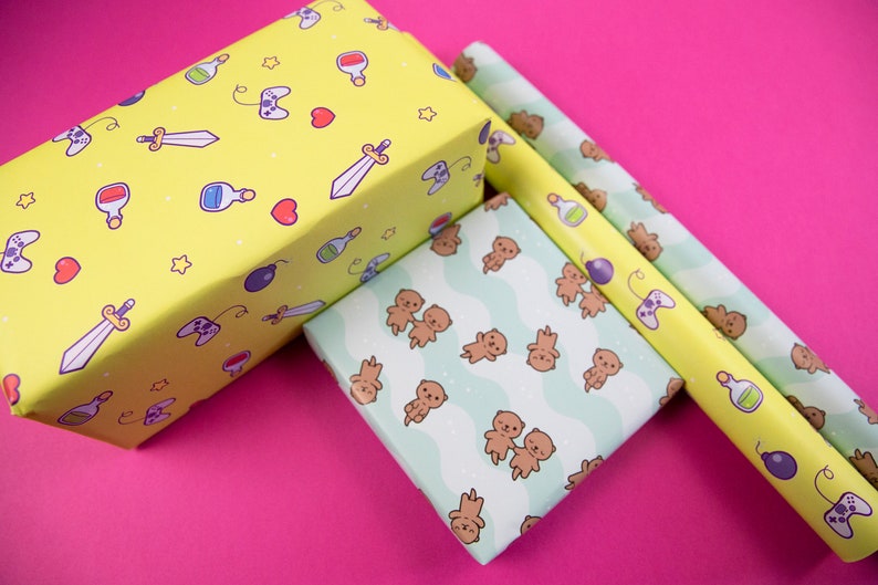 Cute Monster Wrapping Paper Gaming Gift Wrap Cute Wrapping Paper Gifts for Gamers image 4