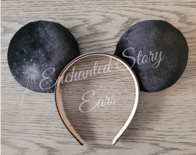 Velvet Classic Mickey Mouse Inspired Ears, Plain Black Velvet, Light and Comfortable, Disney Inspired Ears, No Bow