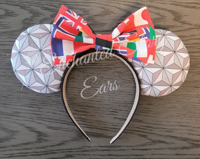 Epcot Inspired Ears, Mickey Inspired Ears, Disney World Inspired, World Showcase Pavilion Inspired, Spaceship Earth Inspired, Flags