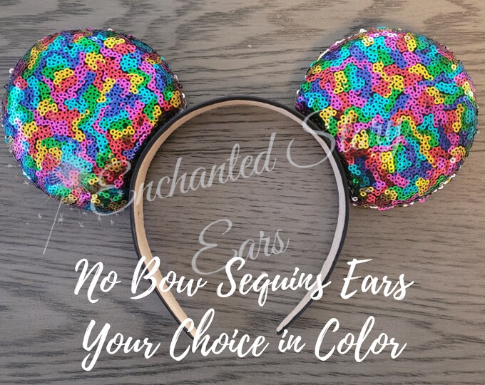 No Bow Custom Color Sequins Mouse Ears | Mickey Inspired Ears | Disney Inspired