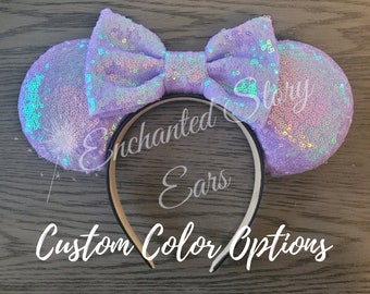 Sequins Minnie Mouse Inspired Classic Ears, Custom Color, Disney Inspired, Color Choice, Mouse Ears, Magic Ears