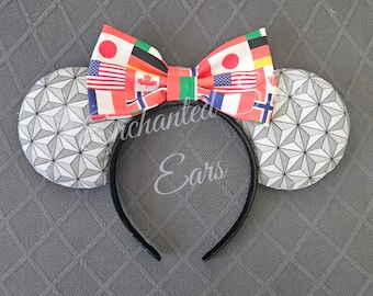 Epcot Inspired Ears, Mickey Inspired Ears, Disney World Inspired, World Showcase Pavilion Inspired, Spaceship Earth Inspired, Flags