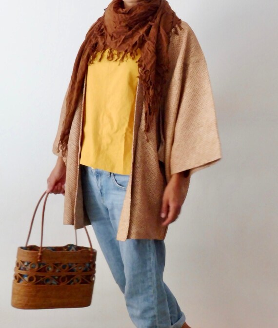 KIMONO HAORI SHIBORI brown color, Haori Shibori, J