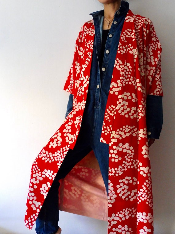 Kimono red flower/Child kimono for adult
