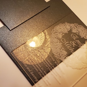 ALL IN ONE Hochzeitseinladung mit Qr-Code Rsvp Karte und Detailkarte | Umschlag mit Tasche | Hochzeitseinladung Bundle