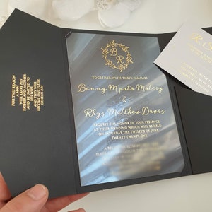wedding invitation, Quinceanera, save the date, acrylic invitation, invitation, foiled, wax stamp, custom wedding invitation, envelope, menu
