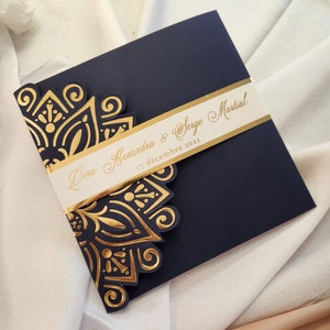 ALL IN ONE Hochzeitseinladung mit Qr-Code Rsvp Karte und Detailkarte | Umschlag mit Tasche | Hochzeitseinladung Bundle, Einladung