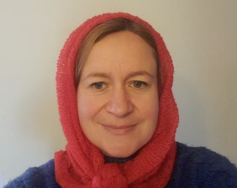 Beautiful Mohair Mini Snood hand crafted in the UK on a Victorian hand operated knitting machine, cowl or hood, ideal gift.