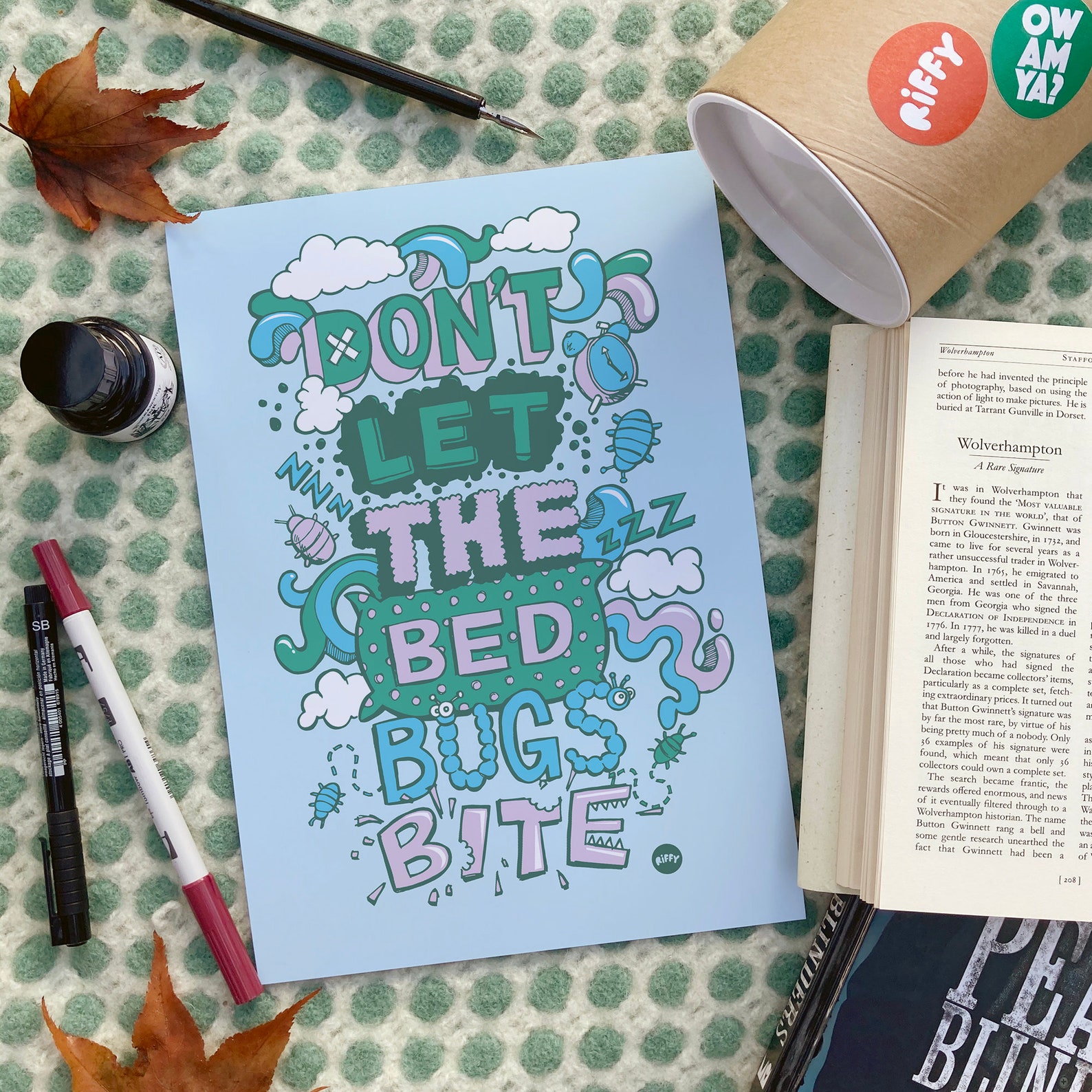 Don't Let The Bed Bugs Bite Print Black Country Prints | Etsy