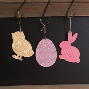 Easter Wood Hanging Ornaments Set of 3