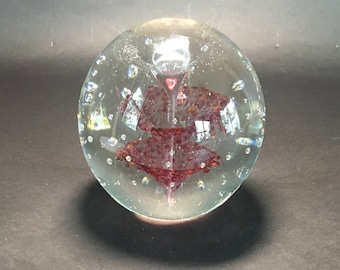 Teign Valley Glass TVG Signed Double Splash Controlled Bubble Paperweight