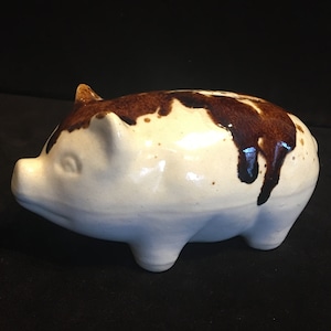 Antique Rockingham Glazed Stoneware Piggy Bank