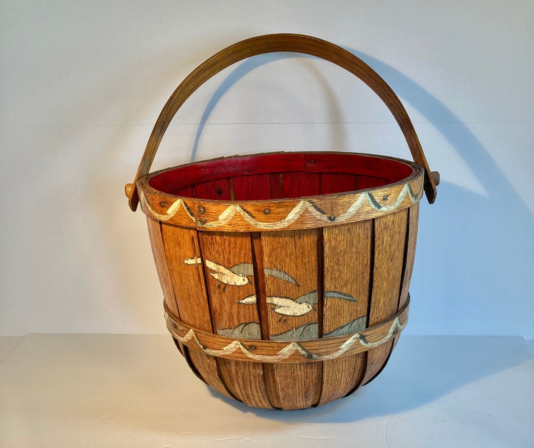 Extraordinary Rare Antique Folk Art Painted New England Apple Basket - Etsy