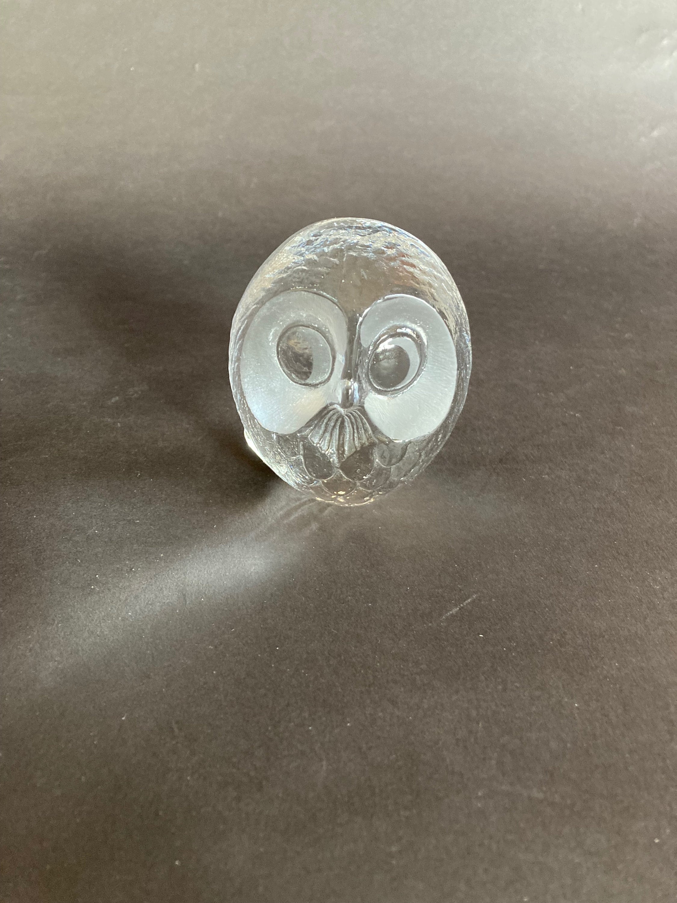 Vintage Pristine Mats Jonasson Signed Crystal Owl Paperweight