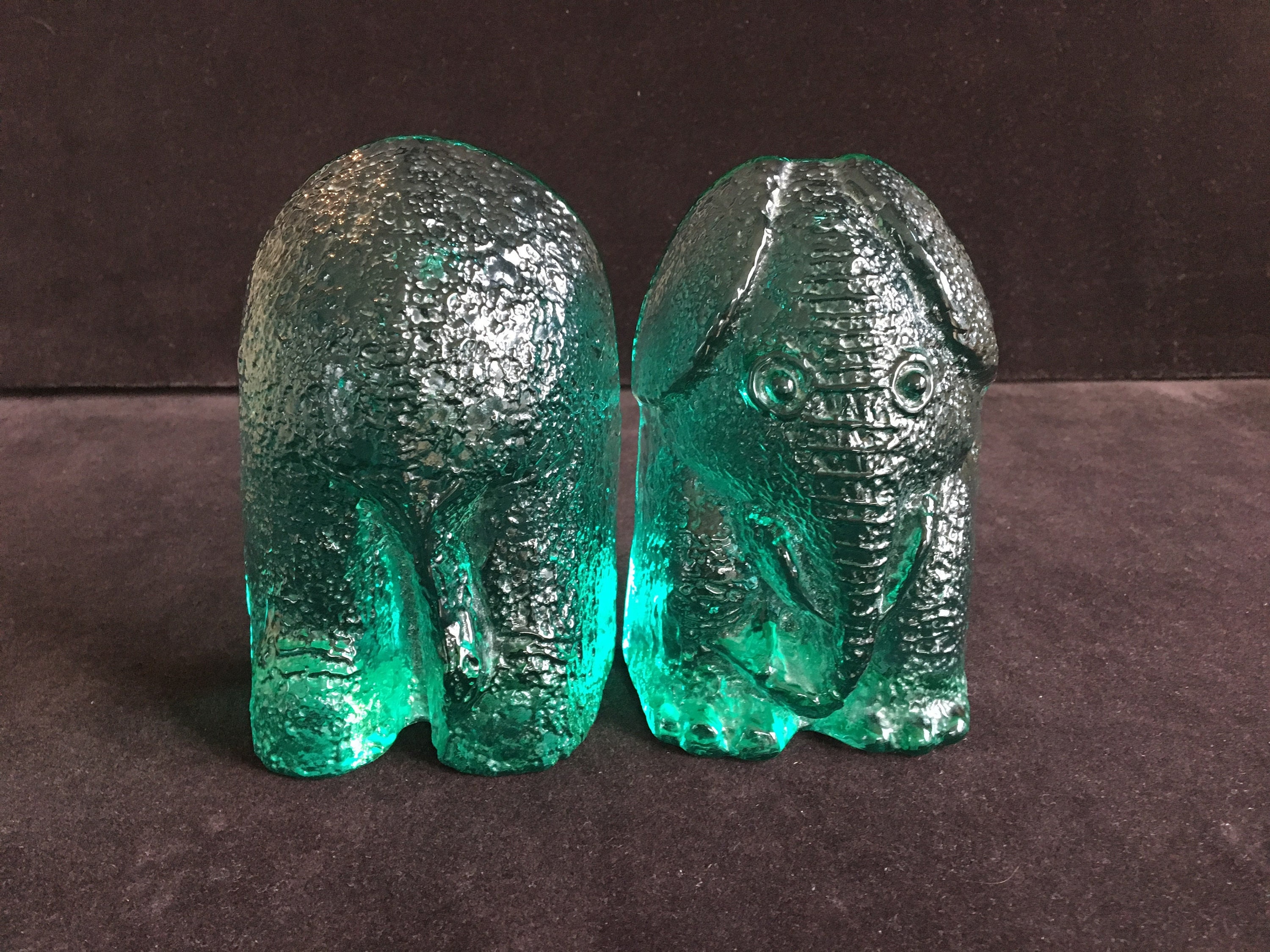 Clear Blenko glass elephant bookend replacement piece home decor