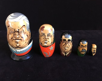 Vintage Russian Leader Nesting Matryoshka Dolls