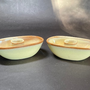 Distinctly American, Distinctly Vermont Mid-Century Signed Stanley Ballard Ceramic Candle Holders