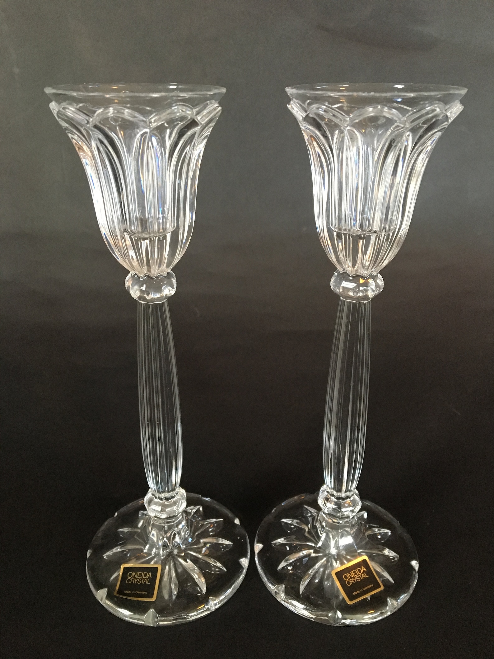 Vintage Oneida Germany Flawless Crystal Candlestick Holders Etsy