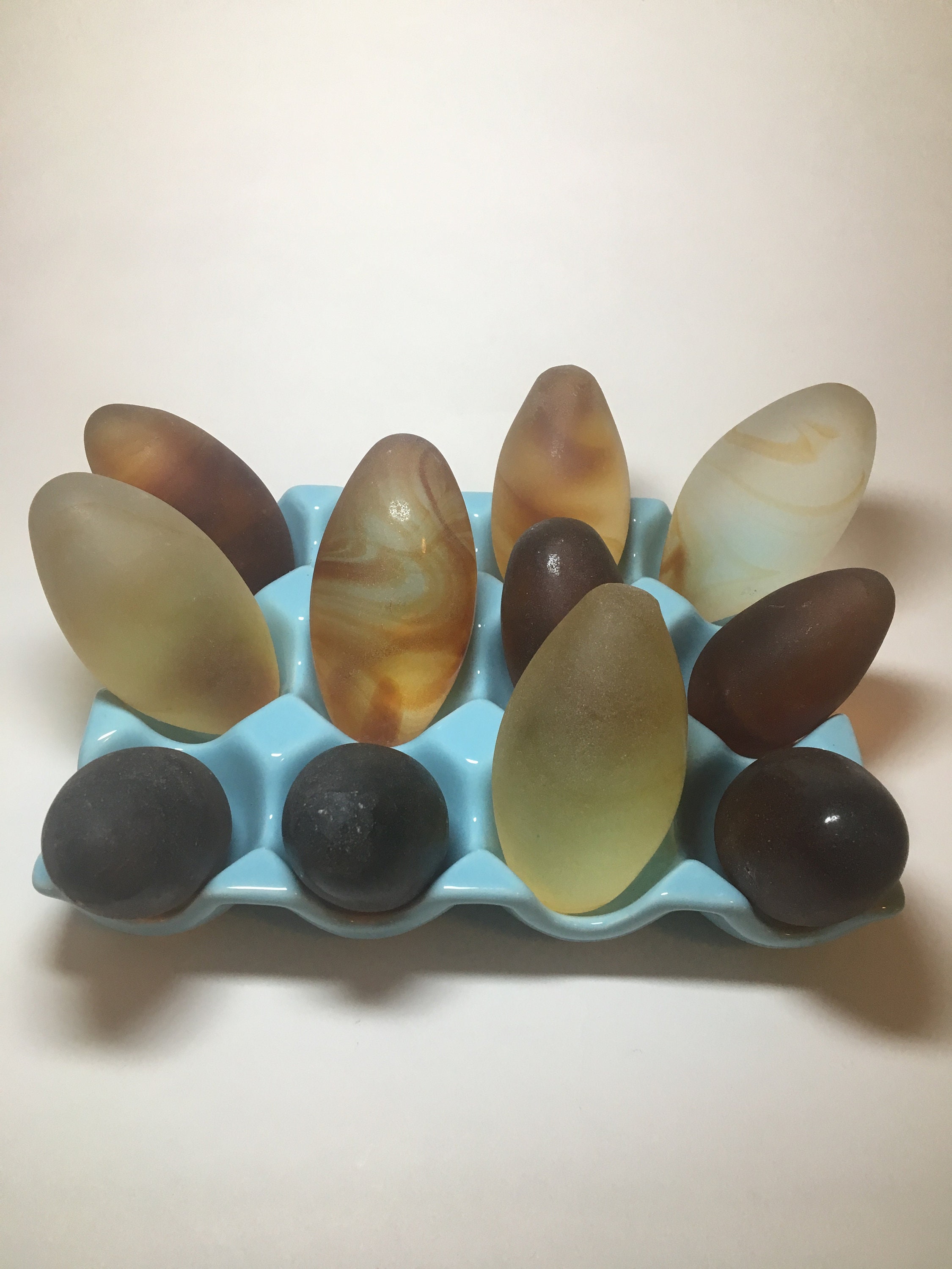 Set of 11 Vintage Amber Satin Glass Eggs in a MidCentury Etsy