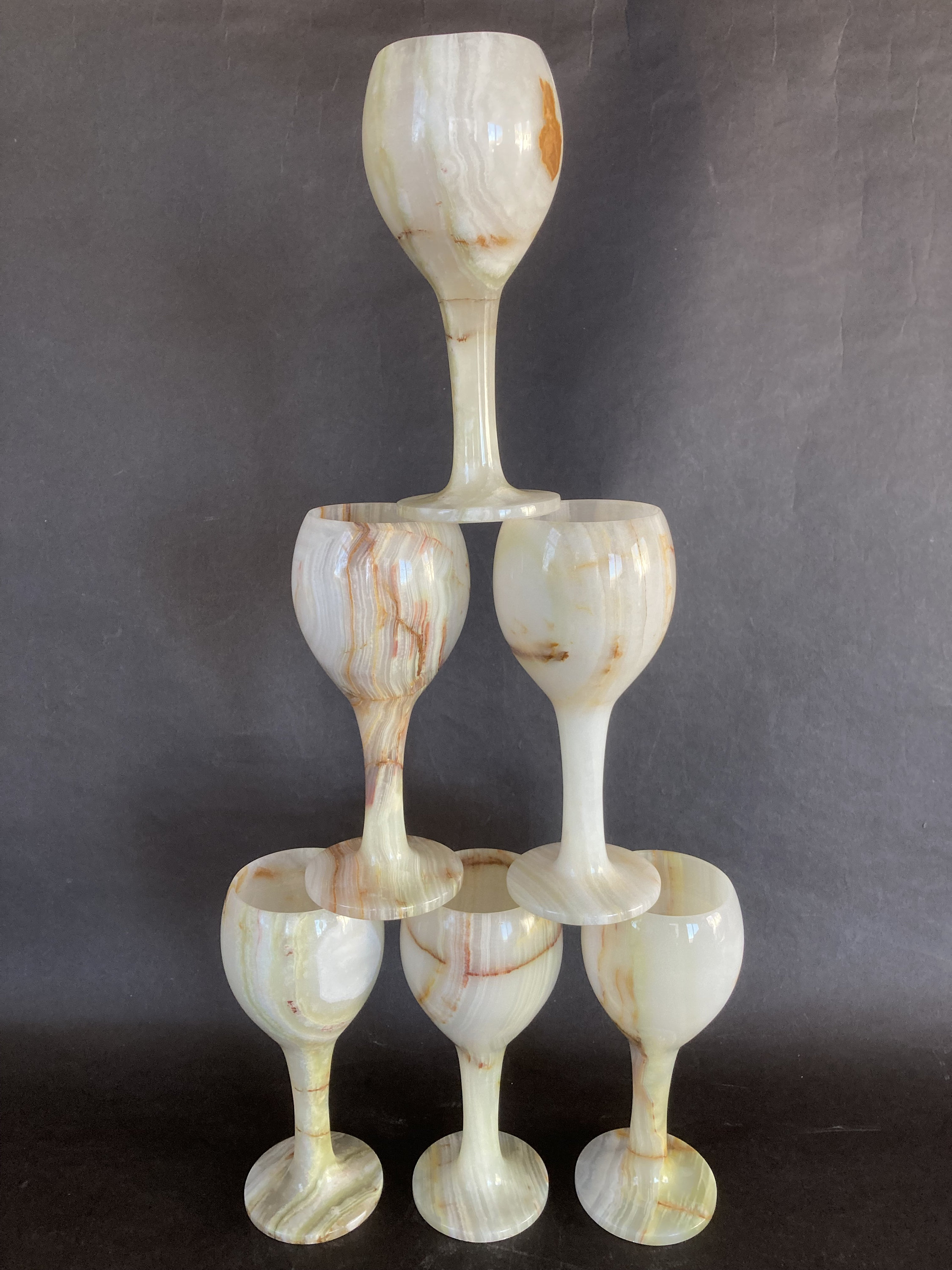 Spectacular Rare Set of 6 Pristine Long Stem Alabaster Wine Glasses - Etsy