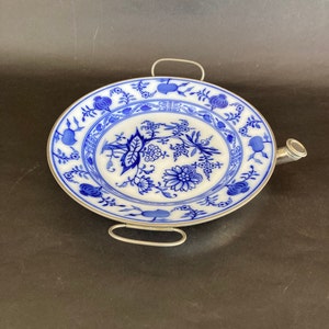 Outstanding Antique Meissen Blue Onion Pattern WMF Germany Tin Warming Plate