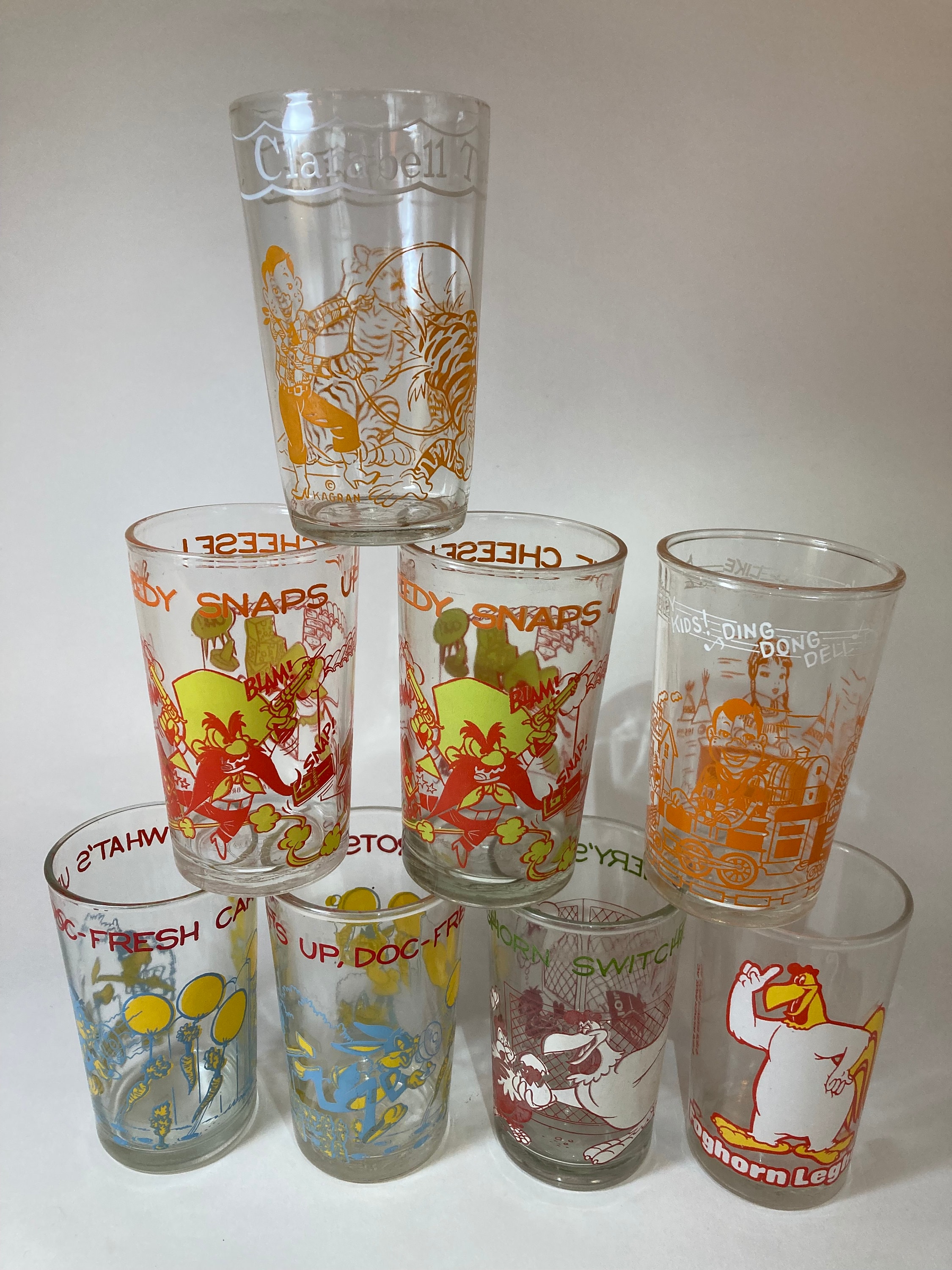 Rare Set of 8 Looney Tunes and Howdy Doody Welch's Jelly Glasses