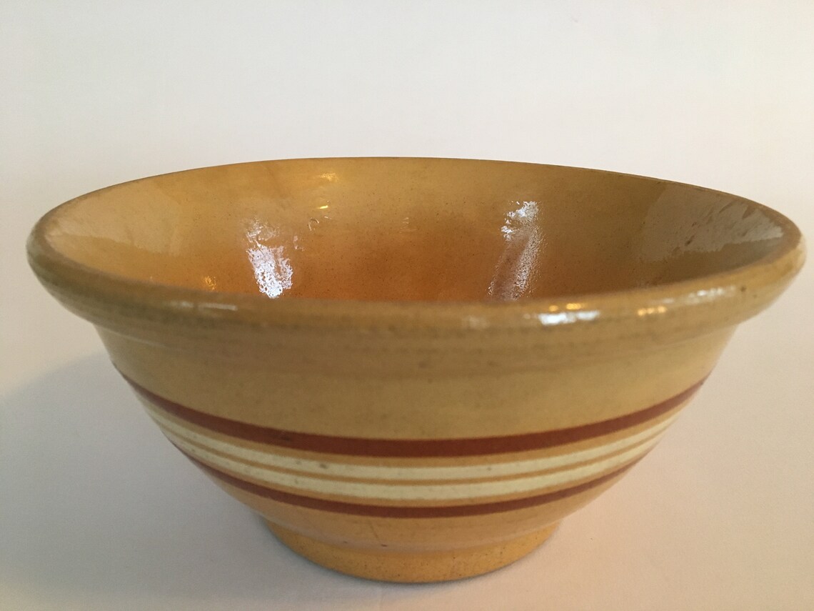Antique 8 Yellow Ware Batter Bowl Etsy