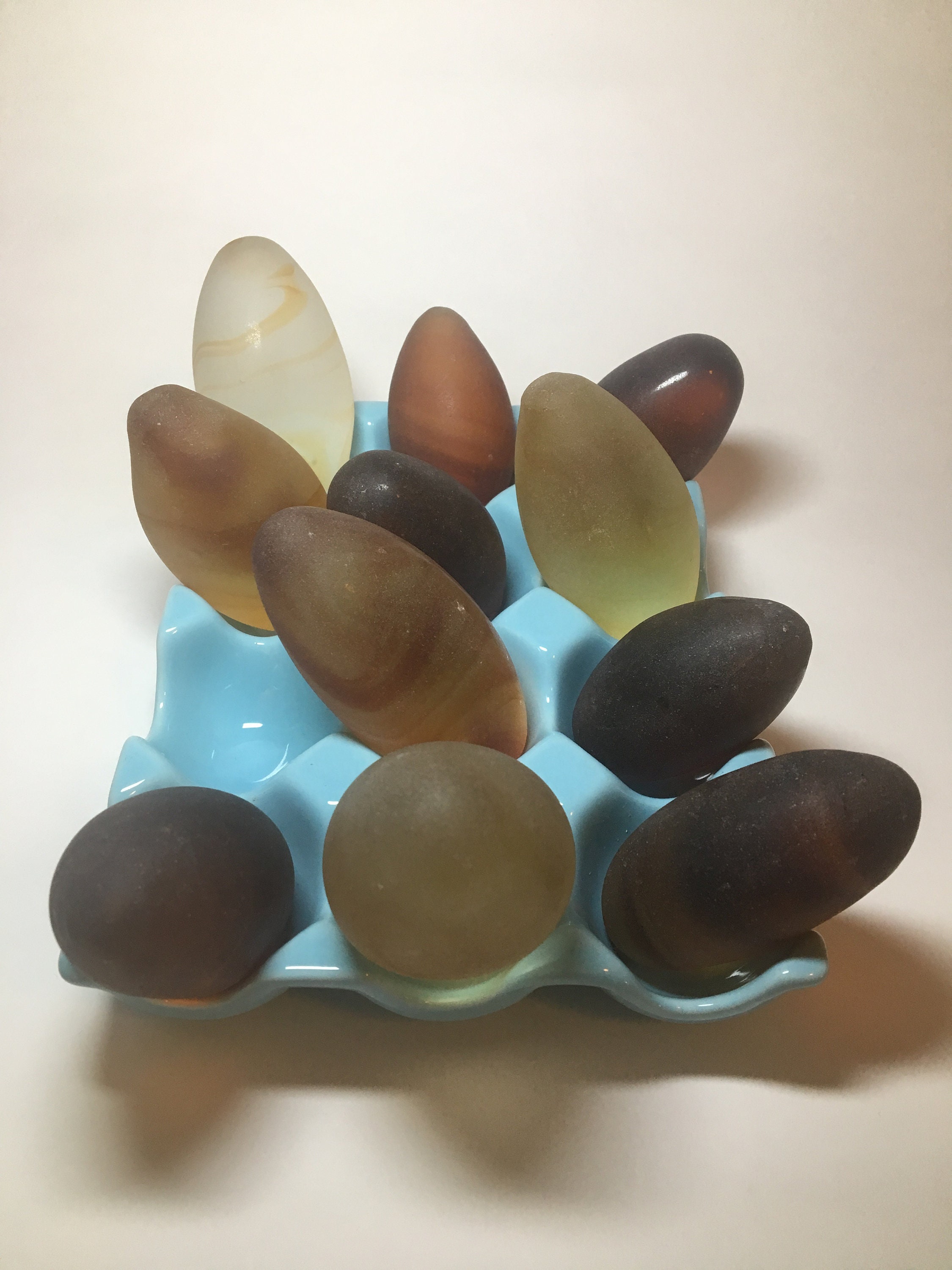 Set of 11 Vintage Amber Satin Glass Eggs in a MidCentury Etsy