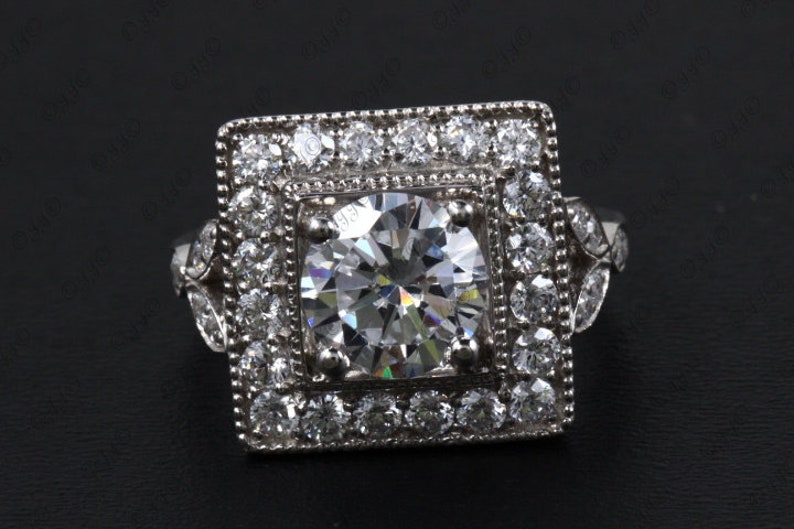 4.22 Ct Round Cut Solitaire Ring,CZ Studded Ring,925 Sterling Silver Ring,Studded Shank Ring,Square Party Wear Ring,Christmas Gift