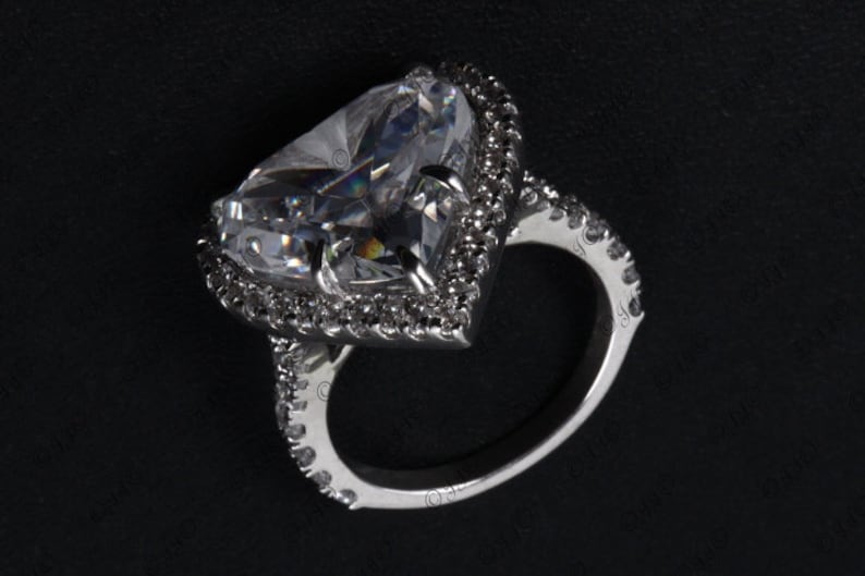 5.64 CT Heart Shaped Ring,Proposal Silver Ring,Gift,Gift For Her,Sterling Silver Ring,CZ Studded Ring,Prong Setting Ring,Birthday Gift.