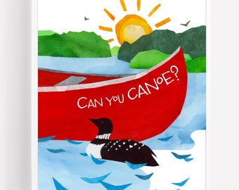 Canoe art print for kids and nursery, custom art prints, children&#39;s wall art, nursery art