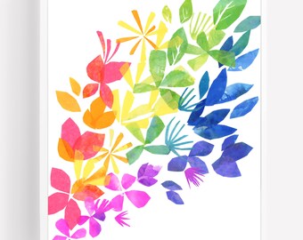 Blooming Rainbow art print for kids and nursery, art prints, children&#39;s wall art, nursery art