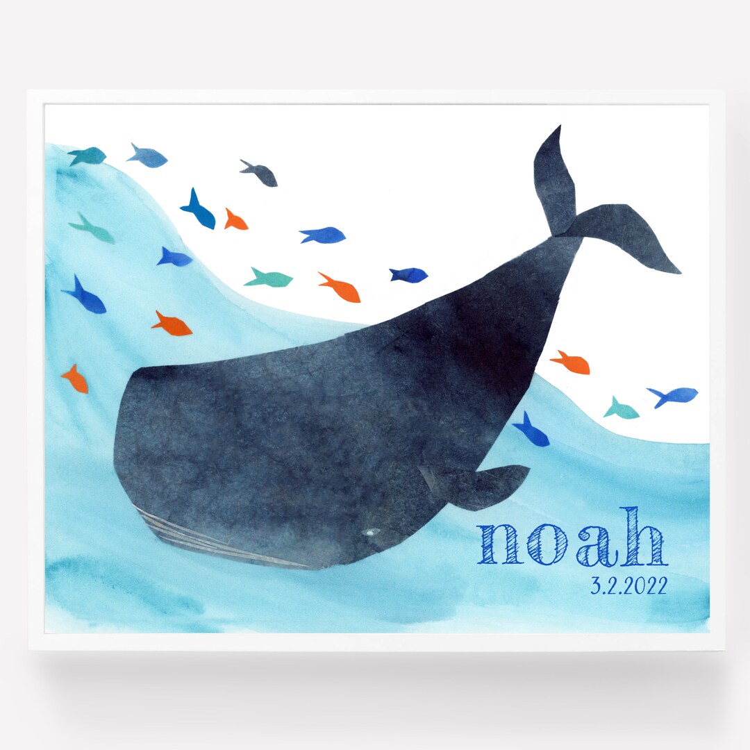Whale of a Day Nursery Wall Print Personalized Kids Art Etsy UK
