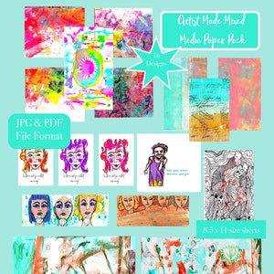 Journal Paper Bundle, Colorful Digital Paper, Digital Scrapbooking Kit,  Digital Download, Instant Download, Digital Background, Mixed Media