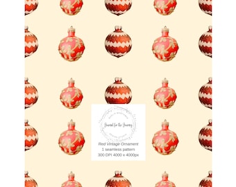 Nahtloses Muster mit Vintage-Weihnachtsornamenten, digitales Retro-Weihnachtspapier, 300 DPI JPG