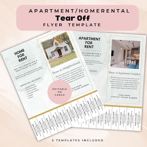 Apartment for Rent Flyer, Home for Rent  Flyer, Editable Flyer,  Printable Tear Off Flyer, Canva Template, New Family, Relocating, AirBNB