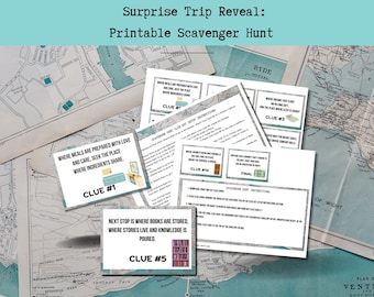 Surprise Trip Scavenger Hunt: Vintage Theme Printable Game (PDF File)