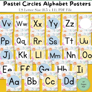 Alfabetposters, Decor klas, Afdrukbaar alfabet, Muuralfabet, Kleuterklas, Kleurrijk Klaslokaal, ABC, Alfabetposters, Alfabetposters